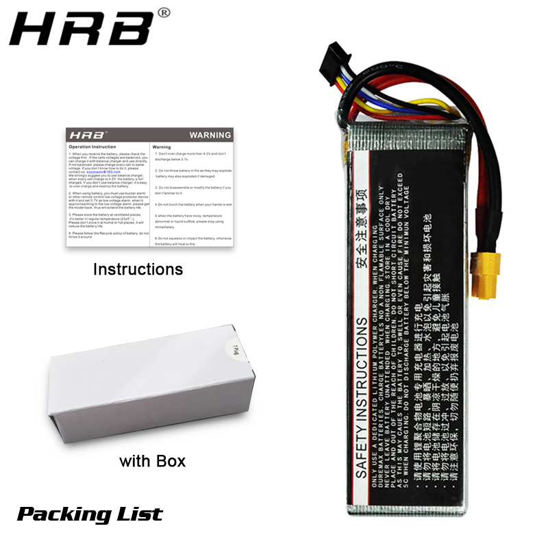 แบตเตอรี่ลิเธียม HRB 4S 14.8V  - 4S Lipo Battery 14.8V 6000Mah บทวิจารณ์และราคา